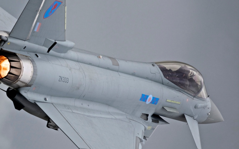 A Royal Air Force Typhoon performs at the Royal International Air Tattoo. Image: Peter Gronemann, Flickr.