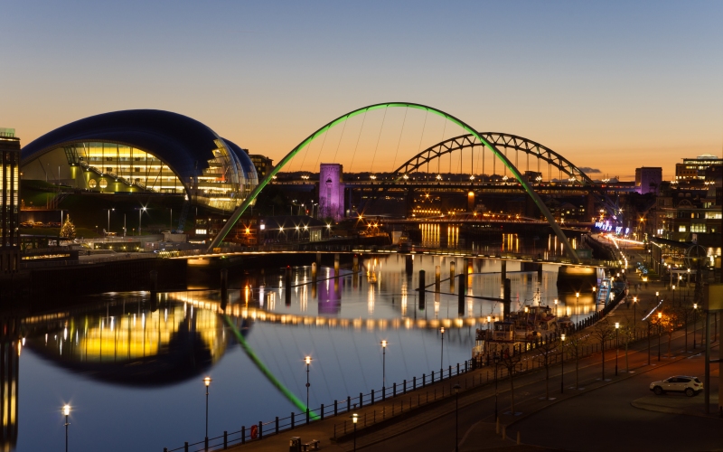 Newcastle quayside at night time