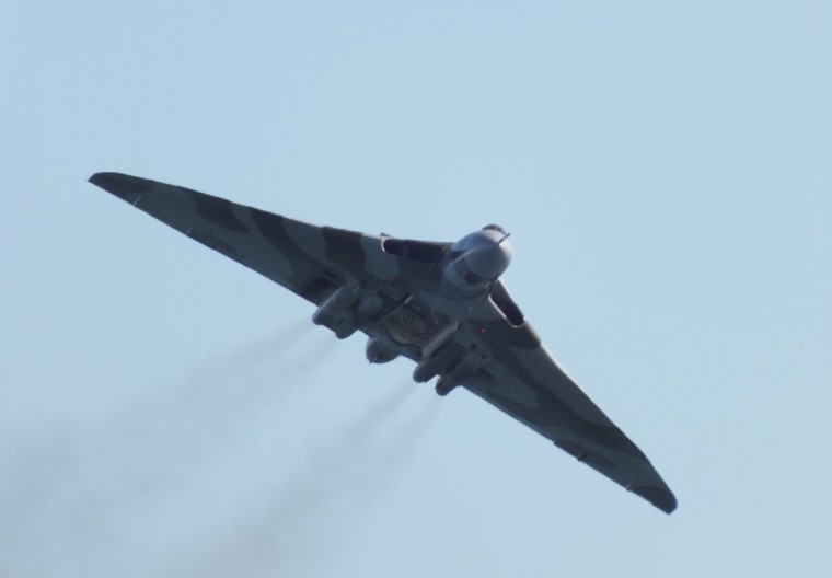 The last flying Avro Vulcan bomber, XH558, performs a fly by  at Bournemouth Air Festival. Image: let's go out Bournemouth
